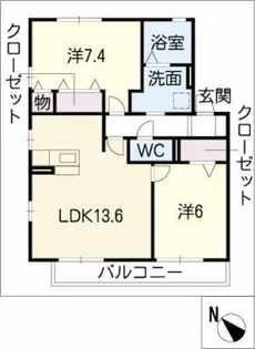 ウエストール近田【1階】の間取り