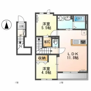リベルテ【2階】の間取り