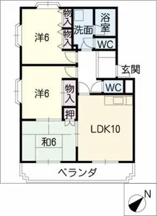 サンハイツ如意申【2階】の間取り
