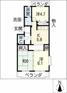 ケントハイツB棟【1階】の間取り