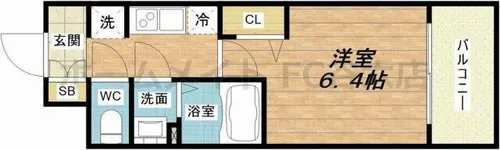 エステムコート四天王寺夕陽丘Ⅱ【3階】の間取り