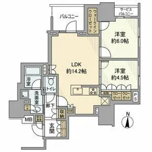 プラウドタワー栄パークアリーナ【13階】の間取り