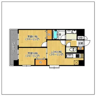 コンダクト福岡東【8階】の間取り
