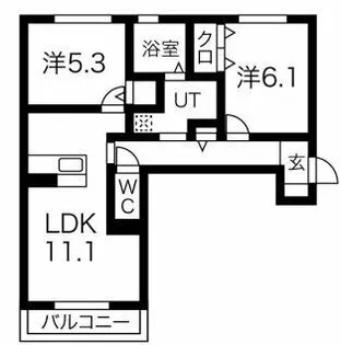ワンウェーブ霞ヶ丘【2階】の間取り