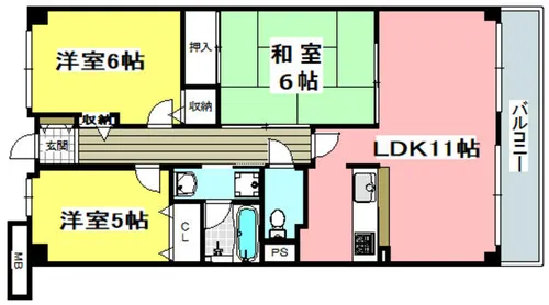 サワン東太田【1階】の間取り