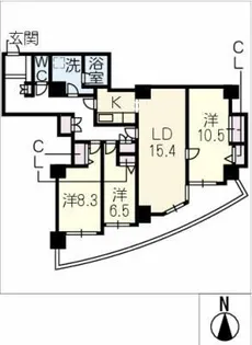 ザ・シーン城北アストロタワー A-1007号室【10階】の間取り