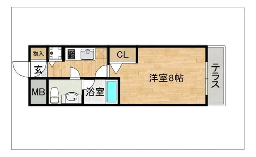 ピュアドームスタジオーネ平尾【102号室】の間取り