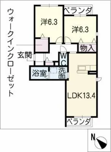 グリーンヒルズ仲ノ町【2階】の間取り