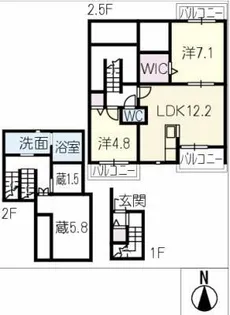仮)ロシュ上ノ山【2階】の間取り