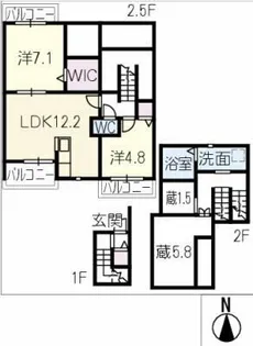 仮)ロシュ上ノ山【2階】の間取り