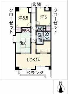 甚目寺マンション【3階】の間取り