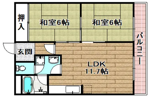 サンワロイヤルマンション2号館【1階】の間取り