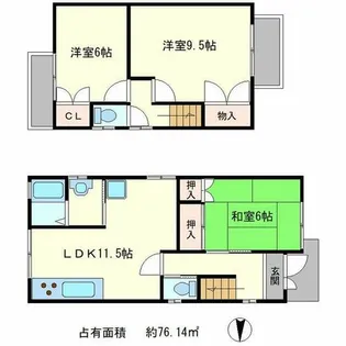 京都府京都市左京区一乗寺里ノ西町【一戸建】の間取り