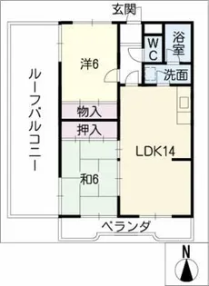 ハイネス扇【4階】の間取り