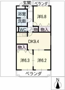 ア・ドリーム牛山【1階】の間取り