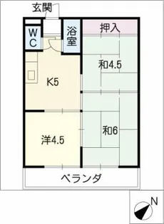 富木島ハイツ【1階】の間取り