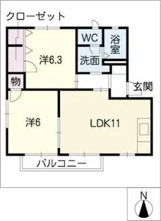 パリシー B棟【2階】の間取り