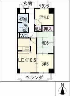 ディアコートすず【4階】の間取り