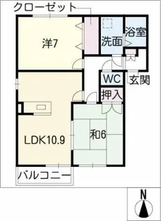 サンハイツ白浜【1階】の間取り