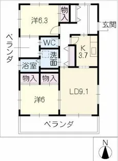 カーネ吉川【3階】の間取り