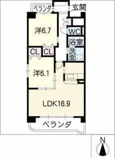 WEST WOOD 1st【5階】の間取り