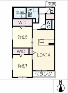 エクラージェ アサヒ【2階】の間取り