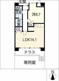 スリーエイト北町【1階】の間取り