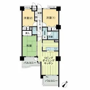 ライオンズマンション庄内緑地【3階】の間取り