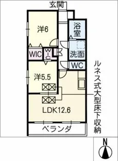 ルネスクラージュ【1階】の間取り