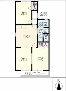 サンハイムⅡD棟【2階】の間取り
