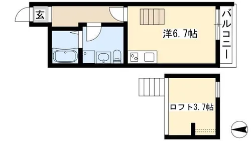 Cortile金山【102号室】の間取り