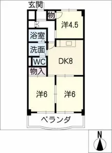 高杉ハイツ丹羽【4階】の間取り