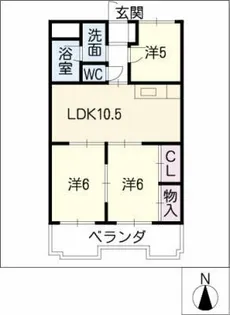 グランドール矢田【2階】の間取り