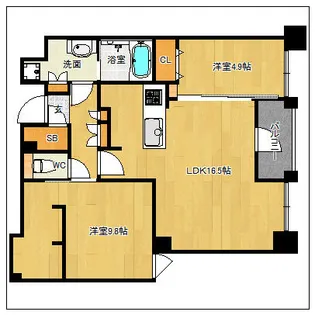 エンクレスト呉服町【13階】の間取り