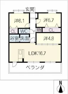 グリーンアップルⅡ【3階】の間取り