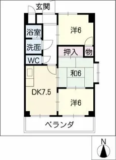 八田坪井ハイツ【5階】の間取り