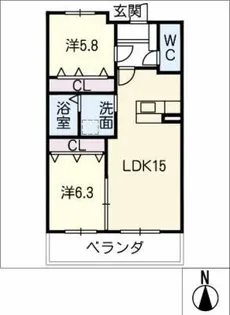 カーサ・ノーバ春日寺 A棟【3階】の間取り