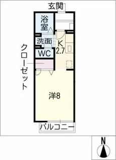 カスティーヌ青山Ⅱ【1階】の間取り