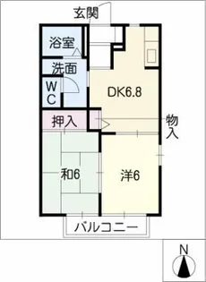 ウィステリア郷中B【2階】の間取り