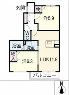 ラフォーレシン B棟【1階】の間取り