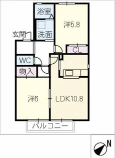 ハイツ月東【2階】の間取り