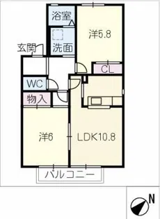 ハイツ月東【2階】の間取り