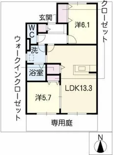ロイヤル雅【1階】の間取り