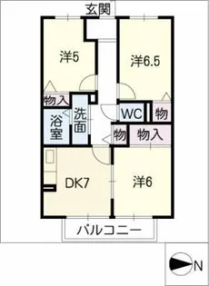 リライアンスさつきB棟【1階】の間取り