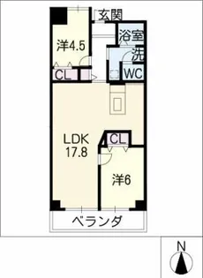 ロイヤルシティ押切【2階】の間取り