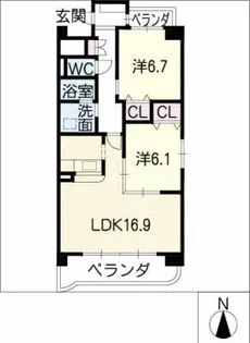 WEST WOOD 1st【2階】の間取り