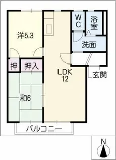 パピヨンKTO A【1階】の間取り