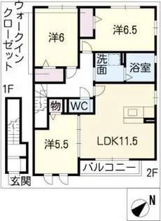 マイタウンハウスC【2階】の間取り