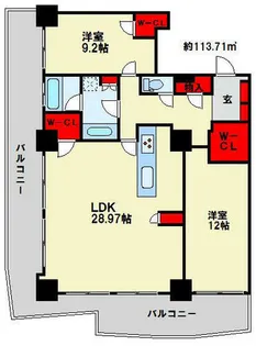 KOKURA TOWER【2402号室】の間取り