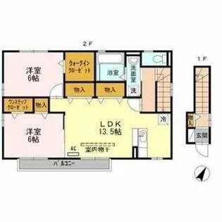 ウィット瓦町【2階】の間取り